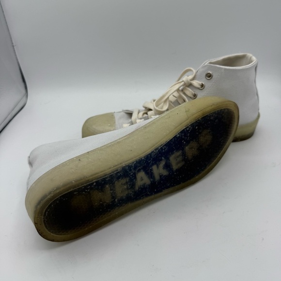 ANTHROPOLOGIE RECYKERS SOHO HIGH-TOP SNEAKERS Size 7.5-8 White Lace Up - Picture 6 of 8